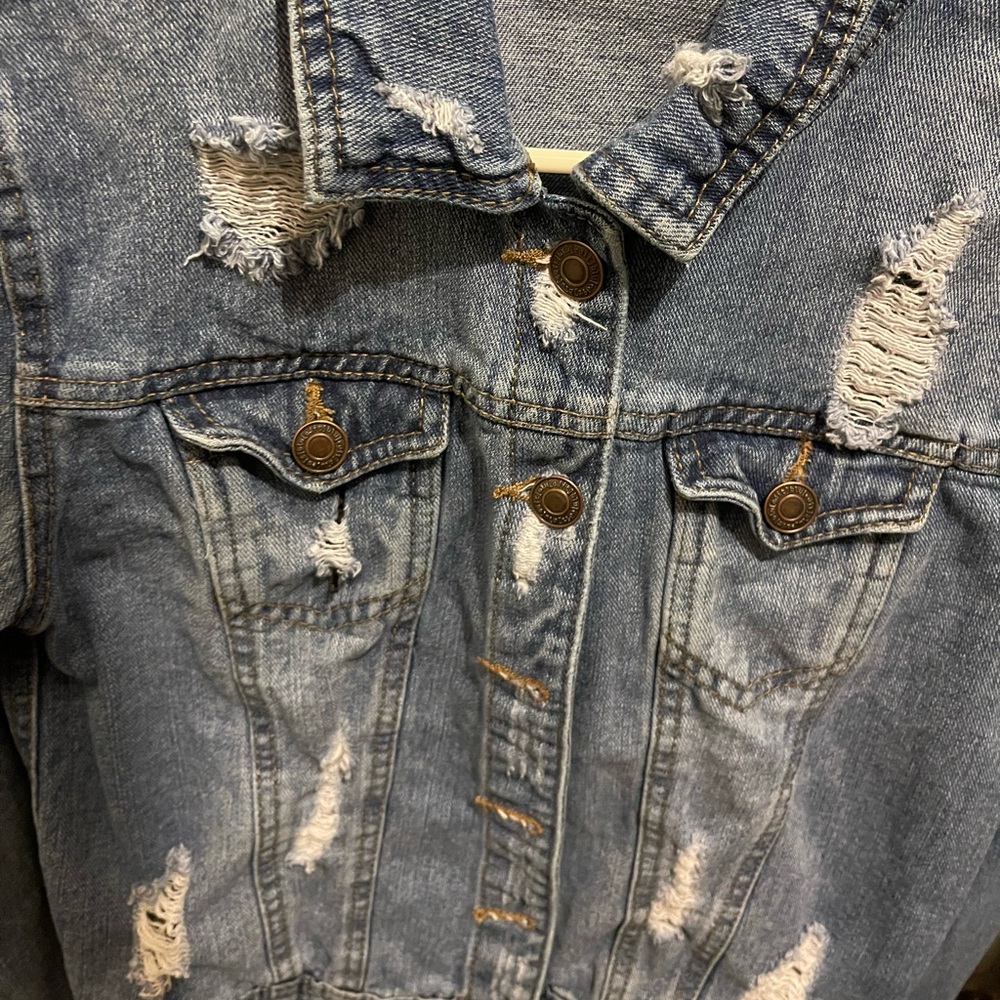 Light Blue Distressed Jean Jacket - Picture 2 of 5